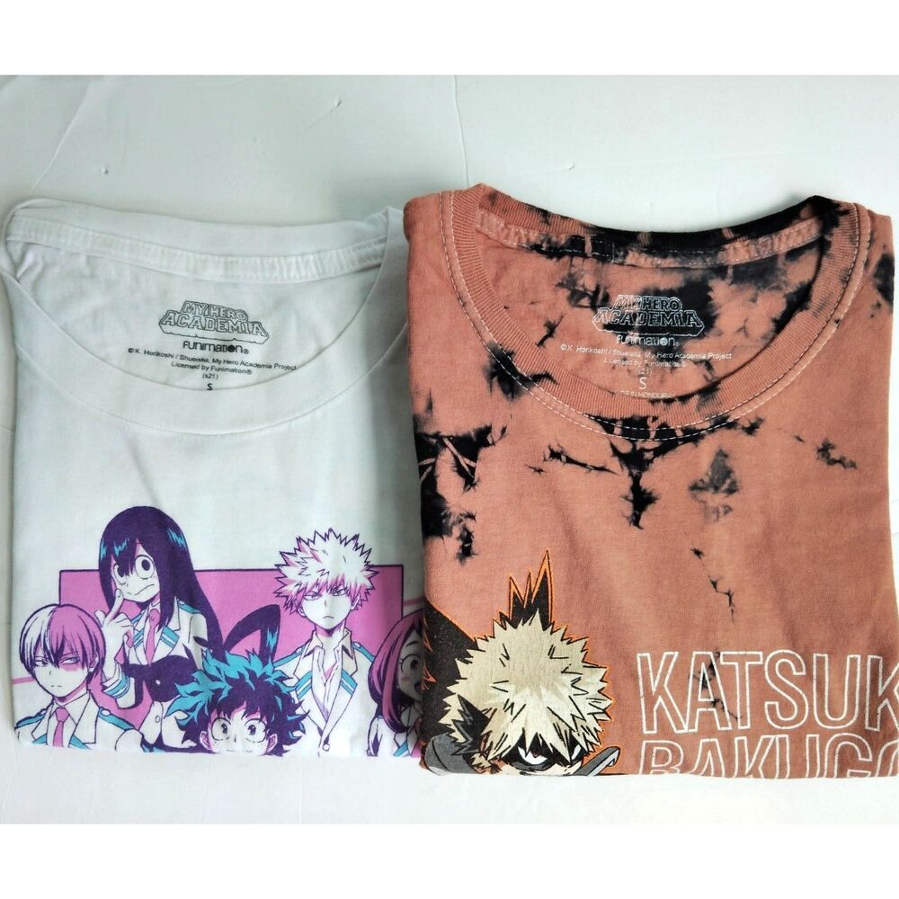 Lot of 2 My Hero Academia Funmation Katsuki Bakugo Anime Young Adults Tee Small